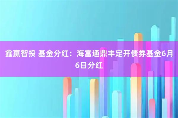 鑫赢智投 基金分红：海富通鼎丰定开债券基金6月6日分红